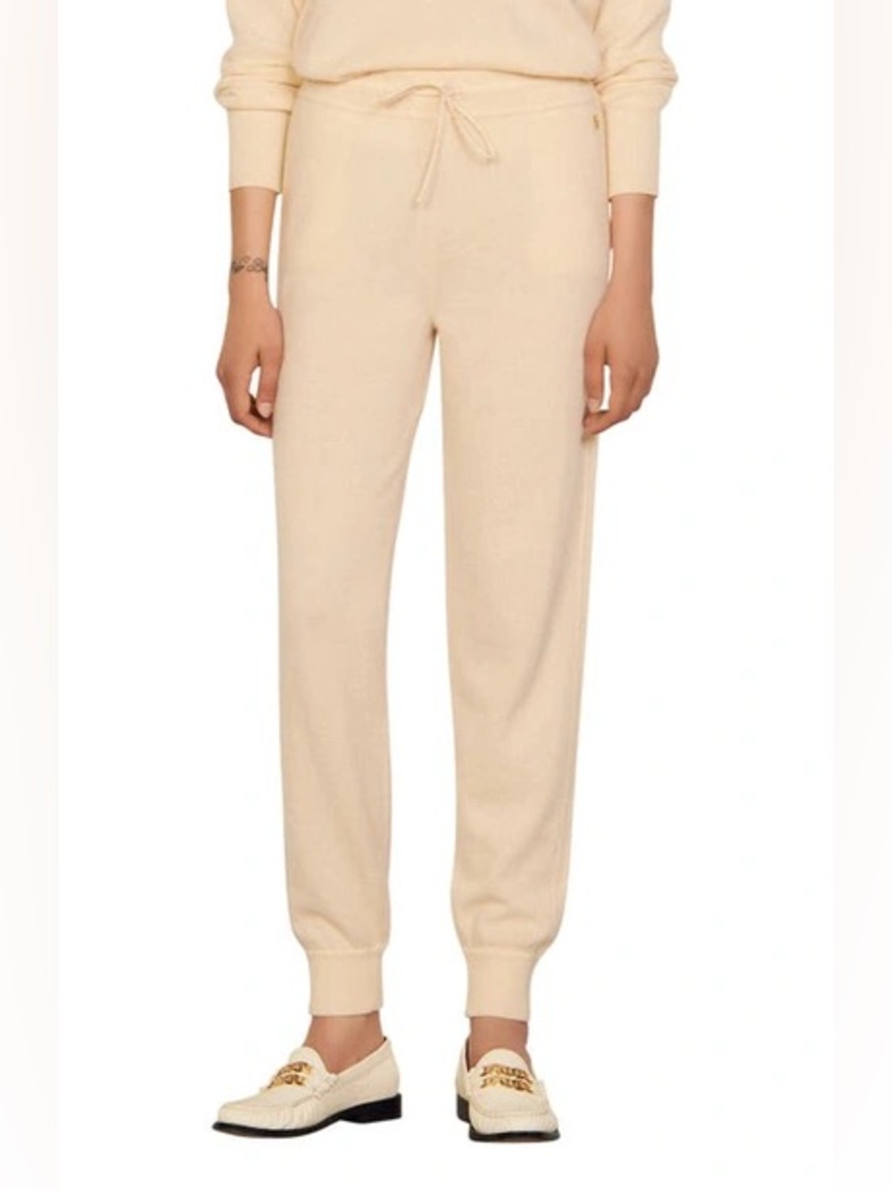 Sandro Mauro Cashmere Joggers Cream Slim Fit size EU 36 NWT Luxury